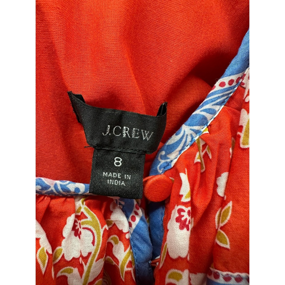 J.Crew Red Floral Tiered Maxi Dress Ruffle V-Neck Boho Cottagecore Womens 8 - Picture 4 of 15